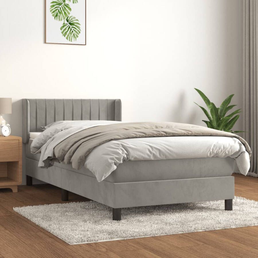 VIDAXL Boxspring met matras fluweel lichtgrijs 80x200 cm