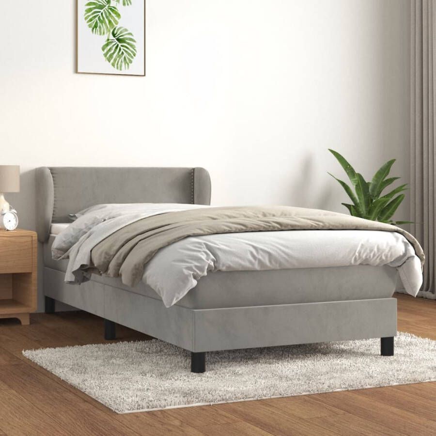 VIDAXL Boxspring met matras fluweel lichtgrijs 80x200 cm