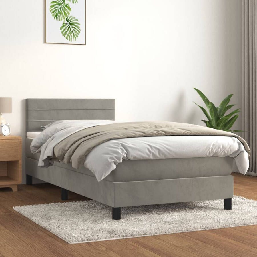 VIDAXL Boxspring met matras fluweel lichtgrijs 80x200 cm