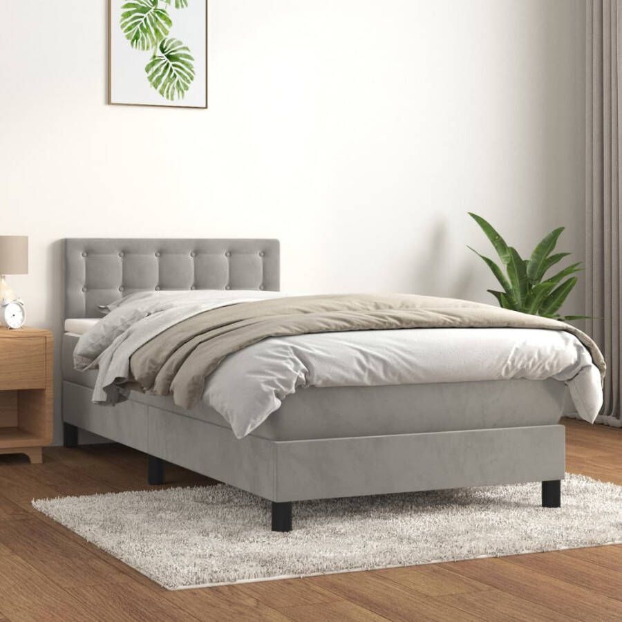 VIDAXL Boxspring met matras fluweel lichtgrijs 80x200 cm
