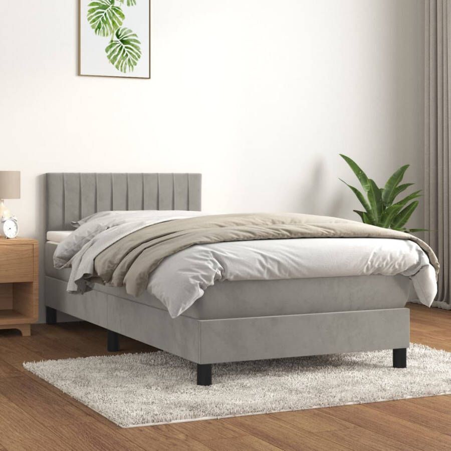 VIDAXL Boxspring met matras fluweel lichtgrijs 80x200 cm