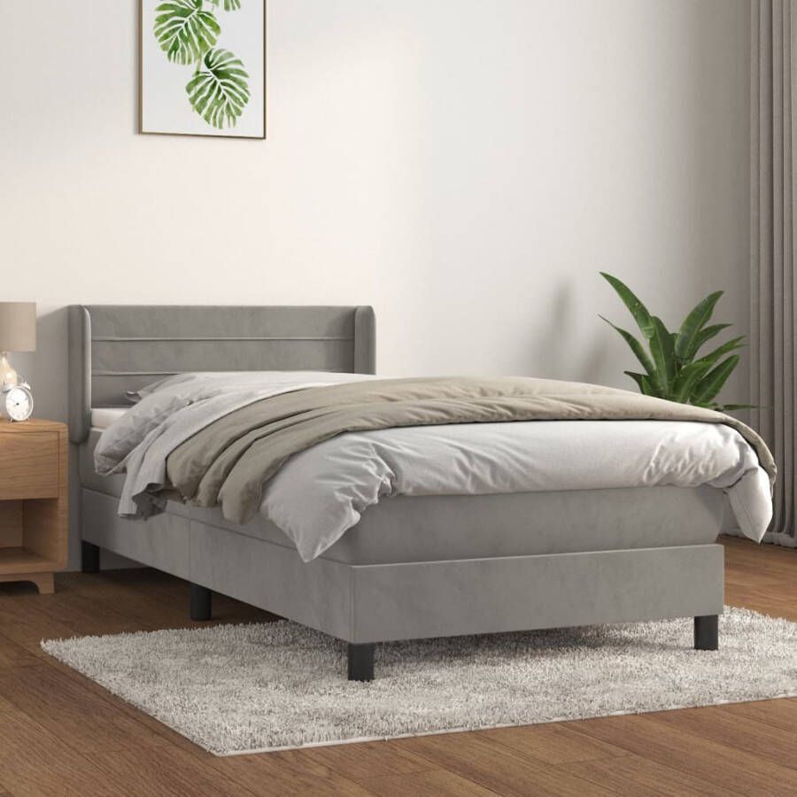 VIDAXL Boxspring met matras fluweel lichtgrijs 80x200 cm