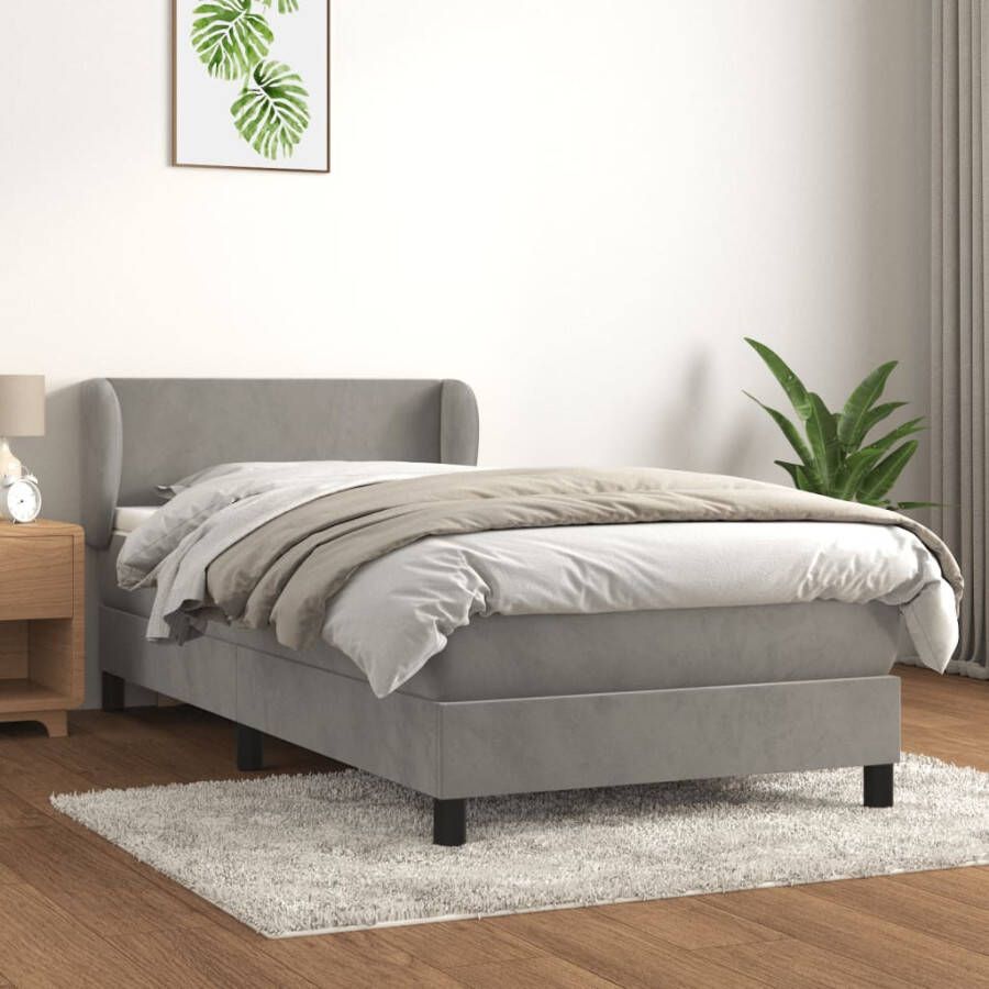 VIDAXL Boxspring met matras fluweel lichtgrijs 80x200 cm