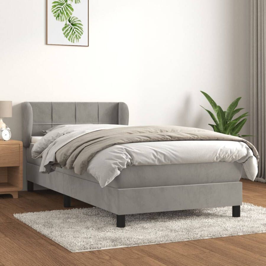 VIDAXL Boxspring met matras fluweel lichtgrijs 80x200 cm