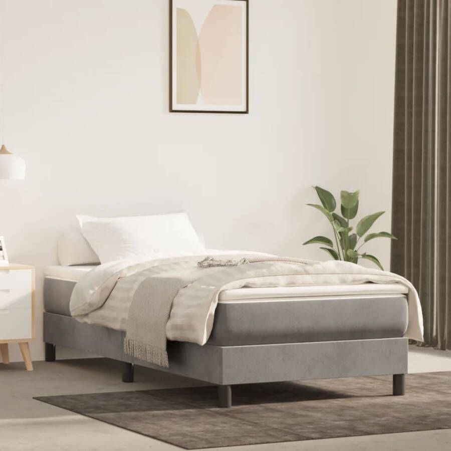 VIDAXL Boxspring met matras fluweel lichtgrijs 80x200 cm
