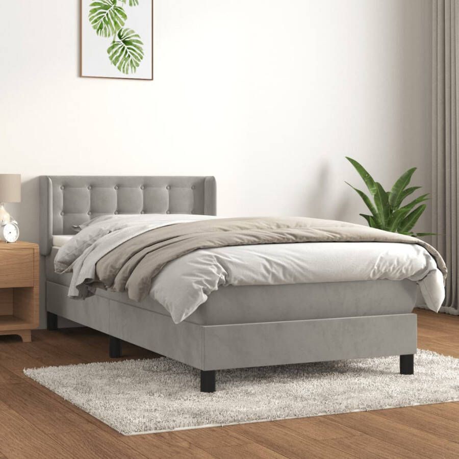 VIDAXL Boxspring met matras fluweel lichtgrijs 80x200 cm