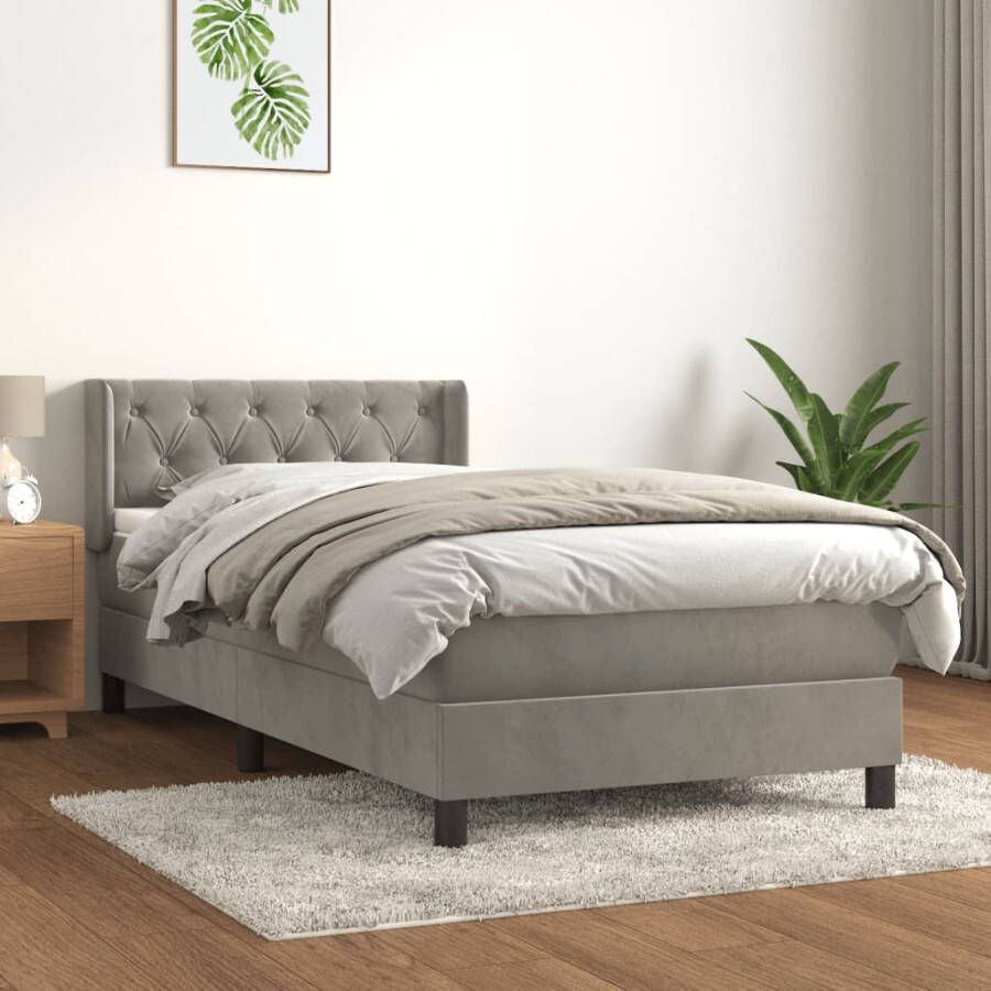 VIDAXL Boxspring met matras fluweel lichtgrijs 80x200 cm