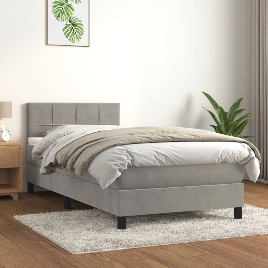 VIDAXL Boxspring met matras fluweel lichtgrijs 80x200 cm