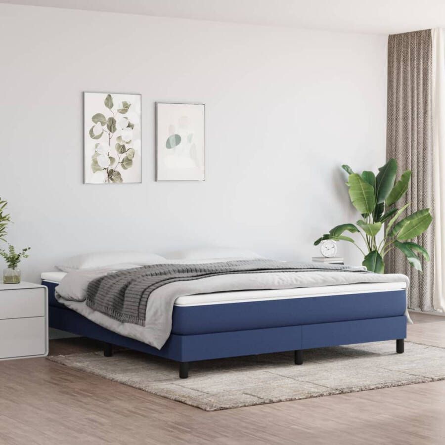 VIDAXL Boxspring met matras stof blauw 180x200 cm