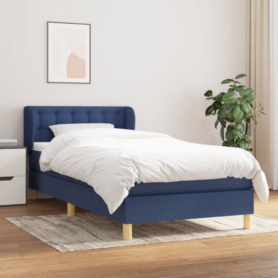 VIDAXL Boxspring met matras stof blauw 80x200 cm