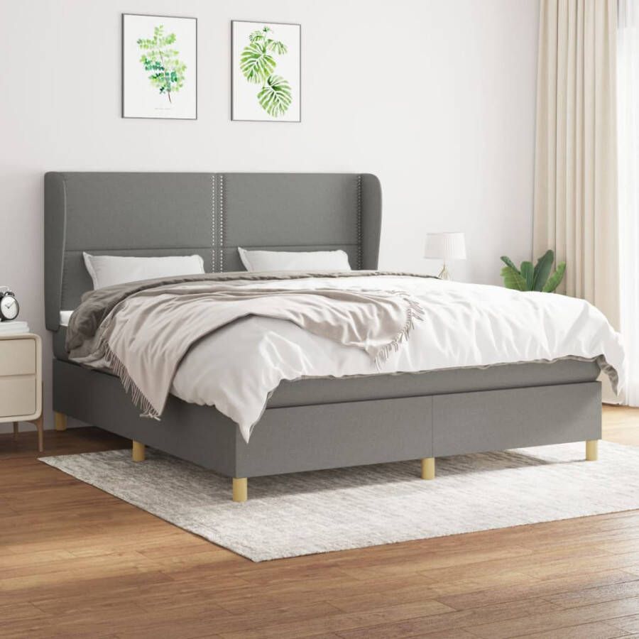 VIDAXL Boxspring met matras stof donkergrijs 160x200 cm