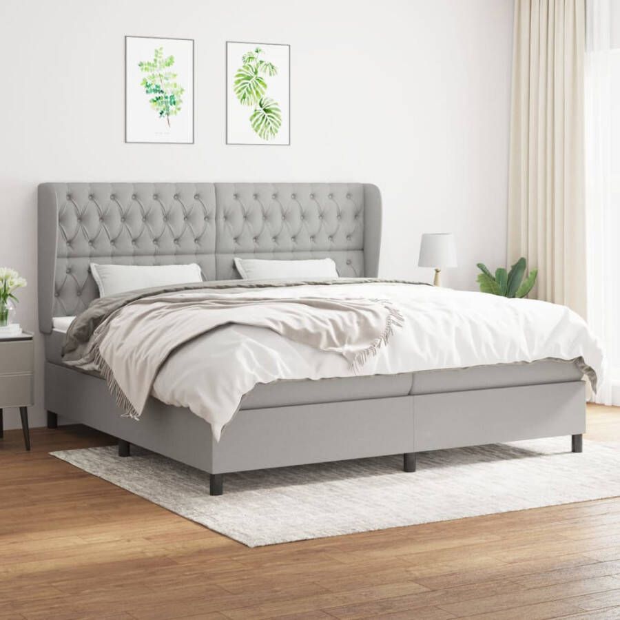 VIDAXL Boxspring met matras stof lichtgrijs 200x200 cm