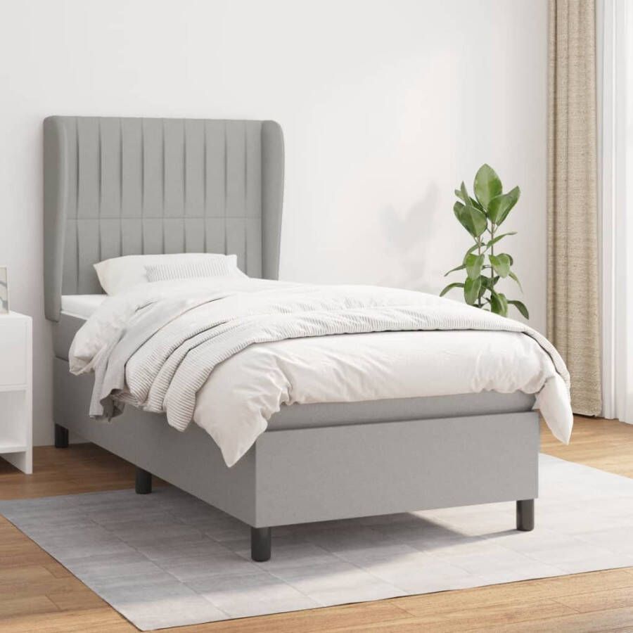 VIDAXL Boxspring met matras stof lichtgrijs 90x200 cm