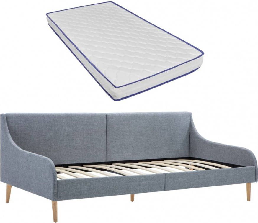 VIDAXL Dagbedframe met traagschuim matras stof lichtgrijs