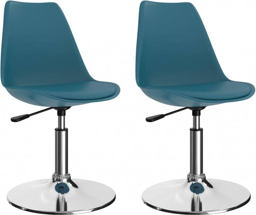 VIDAXL Eetkamerstoelen 2 st draaibaar kunstleer turquoise